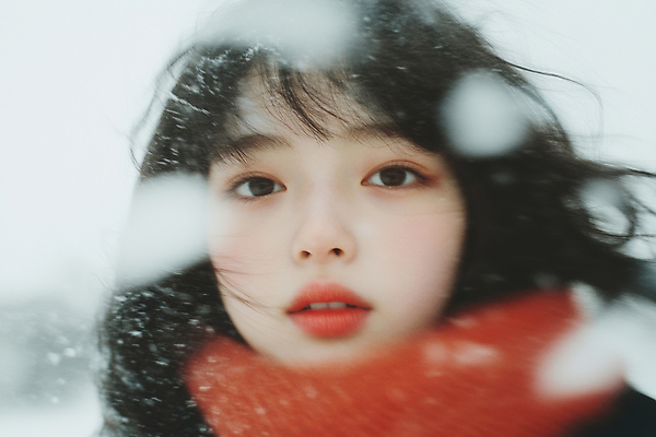 JPG 편집이미지 응시 여자 겨울 한명 근접촬영 성인 앞모습 아웃포커스 목도리 추위 흔들림 눈내림 의료성형뷰티 성인여자한명만 편집실사 AI인물포토 AI콘텐츠 1 시선 잡화 계절 뷰포인트 모션 눈_날씨 촬영기법 사람 CG 여자한명만 성인여자만 파일형식 AI포토