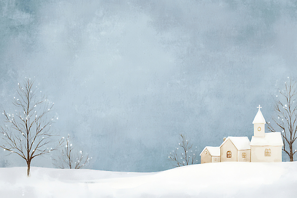 JPG 나무 일러스트 수채화 주택 사람없음 교회 마을 야간 숲속 겨울풍경 눈덮임 국내일러스트 AI일러스트 AI콘텐츠 자연요소 식물 컨셉 겨울 종교건축 풍경 건물 숲 파일형식