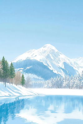 JPG 나무 호수 겨울 일러스트 자연 하늘 풍경 사람없음 반사 설원 숲 설산 국내일러스트 AI일러스트 AI콘텐츠 식물 계절 산 눈_날씨 생태계 파일형식
