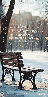 PSD 나무 편집이미지 포스터 겨울 벤치 풍경 사람없음 햇빛 숲 감성 눈내림 이미지편집 식물 계절 컨셉 의자 눈_날씨 태양 파일형식