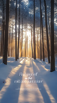 PSD 나무 편집이미지 포스터 겨울 그림자 풍경 사람없음 빛 햇빛 설원 숲속 감성 이미지편집 식물 계절 컨셉 눈_날씨 태양 숲 파일형식