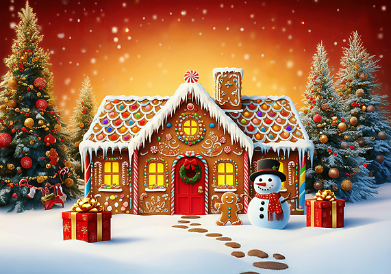 자연요소 계절 기념일 크리스마스 날씨 선물 상자 CG 진저쿠키 파일형식 AI콘텐츠 선물상자 진저맨 눈사람 겨울 편집실사 크리스마스트리 크리스마스장식 눈 사람없음 조명 JPG 편집이미지 과자집 AI컴퓨터그래픽