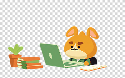 편집이미지 응시 교육 화분 동물캐릭터 누끼 사람없음 책 노트북 토끼 책상 PNG 편집소스 동물 캐릭터 시선 가구 포유류 전자제품 반려동물 파일형식