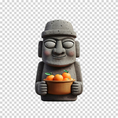 편집이미지 귤 누끼 사람없음 3D 바구니 회색 돌하르방 PNG 현무암 편집소스 컬러 과일 디지털합성 화산암 파일형식