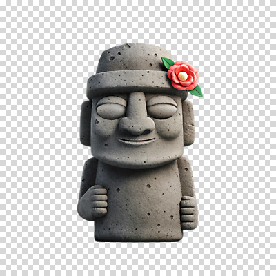 편집이미지 누끼 사람없음 3D 회색 돌하르방 동백 PNG 현무암 편집소스 꽃 컬러 디지털합성 화산암 파일형식