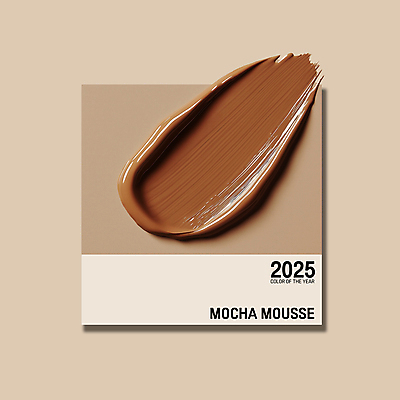 PSD 편집이미지 컨셉 사람없음 갈색 유행 화장품 크림 질감 바르기 광택 2025년 트렌드컬러 이미지편집 모카무스 컬러 모션 뷰티 연도 파일형식