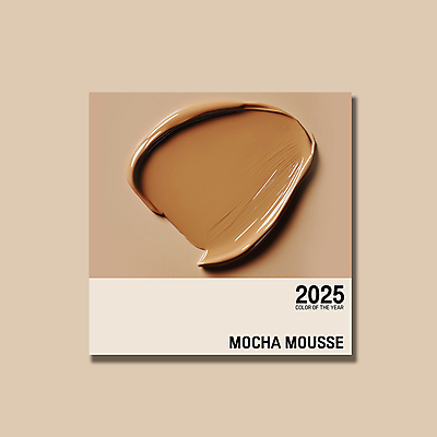 PSD 편집이미지 컨셉 사람없음 갈색 유행 화장품 크림 질감 바르기 광택 2025년 트렌드컬러 이미지편집 모카무스 컬러 모션 뷰티 연도 파일형식