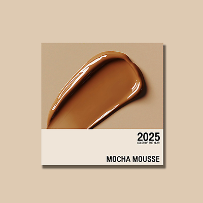 PSD 편집이미지 컨셉 사람없음 갈색 유행 화장품 크림 질감 바르기 광택 2025년 트렌드컬러 이미지편집 모카무스 컬러 모션 뷰티 연도 파일형식