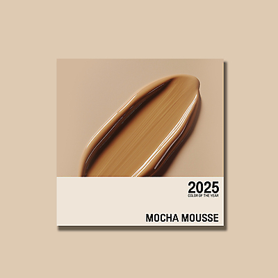 PSD 편집이미지 컨셉 사람없음 갈색 유행 화장품 크림 질감 바르기 광택 2025년 트렌드컬러 이미지편집 모카무스 컬러 모션 뷰티 연도 파일형식