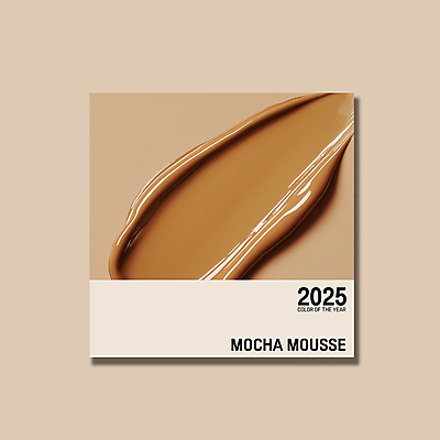 PSD 편집이미지 컨셉 사람없음 갈색 유행 화장품 크림 질감 바르기 광택 2025년 트렌드컬러 이미지편집 모카무스 컬러 모션 뷰티 연도 파일형식
