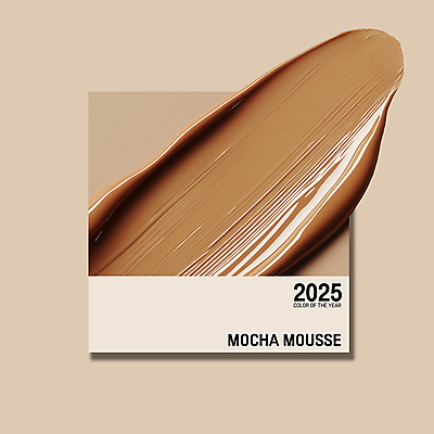 PSD 편집이미지 컨셉 사람없음 갈색 유행 화장품 크림 질감 바르기 광택 2025년 트렌드컬러 이미지편집 모카무스 컬러 모션 뷰티 연도 파일형식