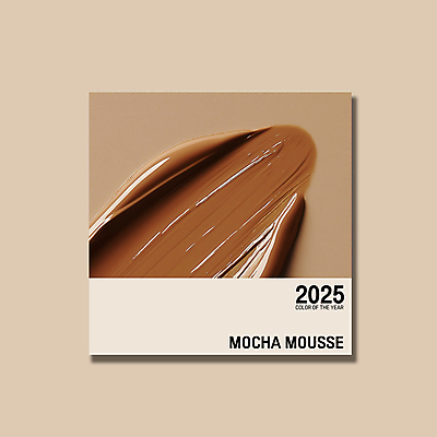 PSD 편집이미지 컨셉 사람없음 갈색 유행 화장품 크림 질감 바르기 광택 2025년 트렌드컬러 이미지편집 모카무스 컬러 모션 뷰티 연도 파일형식
