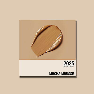 PSD 편집이미지 컨셉 사람없음 갈색 유행 화장품 크림 질감 바르기 광택 2025년 트렌드컬러 이미지편집 모카무스 컬러 모션 뷰티 연도 파일형식