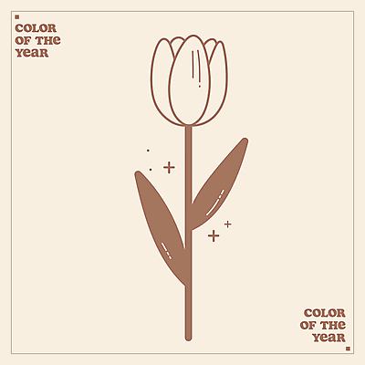 꽃 라인일러스트 일러스트 사람없음 갈색 유행 라인아트 심플 보테니컬아트 2025년 미니멀 트렌드컬러 국내일러스트 모카무스 AI파일 식물 선 컬러 연도 파일형식 벡터