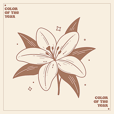 꽃 라인일러스트 일러스트 사람없음 갈색 유행 라인아트 심플 보테니컬아트 2025년 미니멀 트렌드컬러 국내일러스트 모카무스 AI파일 식물 선 컬러 연도 파일형식 벡터