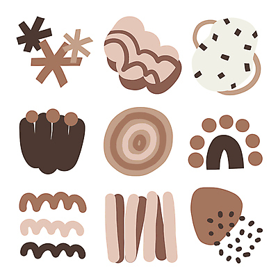 꽃 스티커 일러스트 추상 사람없음 갈색 유행 오브젝트 심플 2025년 트렌드컬러 국내일러스트 모카무스 AI파일 식물 컬러 무늬 연도 파일형식 벡터