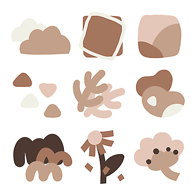 꽃 스티커 일러스트 추상 사람없음 갈색 유행 오브젝트 심플 구름모양 2025년 트렌드컬러 국내일러스트 모카무스 AI파일 모양 식물 컬러 무늬 연도 파일형식 벡터 구름_자연