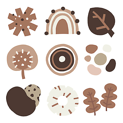 무지개 스티커 잎 일러스트 추상 사람없음 갈색 유행 오브젝트 심플 2025년 트렌드컬러 국내일러스트 모카무스 AI파일 자연요소 식물 컬러 무늬 연도 파일형식 벡터