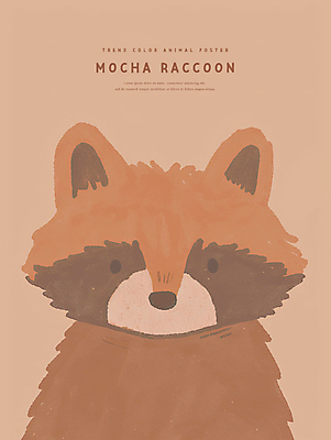 PSD 포스터 일러스트 페인팅 따뜻함 사람없음 갈색 유행 귀여움 너구리 2025년 트렌드컬러 국내일러스트 모카무스 컬러 컨셉 포유류 연도 파일형식