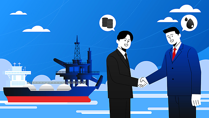구름 남자 바다 말풍선 일러스트 악수 한국 성인 두명 파란색 석유 무역 석유통 시추기 시추선 성인남자만 국내일러스트 AI파일 자연요소 산업 아시아 컬러 사람 손짓 남자만 성인만 파일형식 벡터