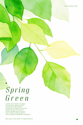 PSD 일러스트 나뭇잎 수채화 사람없음 초록색 봄 나뭇가지 국내일러스트 나무 계절 컬러 잎 파일형식