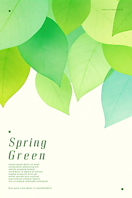 PSD 일러스트 나뭇잎 수채화 사람없음 초록색 봄 국내일러스트 계절 컬러 잎 파일형식