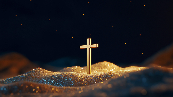 JPG 편집이미지 십자가 사람없음 빛 반짝임 희망 금색 보케 금가루 편집실사 AI컴퓨터그래픽 AI콘텐츠 감정 컬러 모션 가루 CG 파일형식