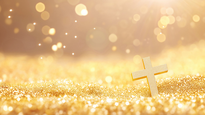 JPG 편집이미지 십자가 밝음 사람없음 빛 반짝임 희망 금색 보케 금가루 편집실사 AI컴퓨터그래픽 AI콘텐츠 감정 컬러 모션 가루 CG 파일형식