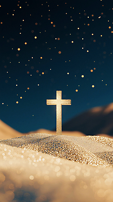 JPG 편집이미지 십자가 사람없음 빛 반짝임 희망 금색 보케 금가루 편집실사 AI컴퓨터그래픽 AI콘텐츠 감정 컬러 모션 가루 CG 파일형식