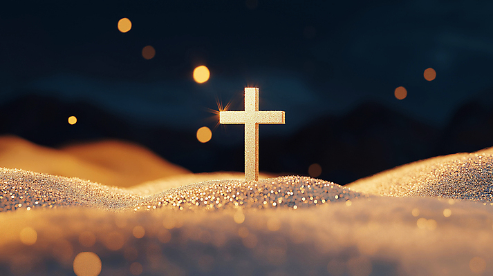 JPG 편집이미지 십자가 사람없음 빛 반짝임 희망 금색 보케 금가루 편집실사 AI컴퓨터그래픽 AI콘텐츠 감정 컬러 모션 가루 CG 파일형식