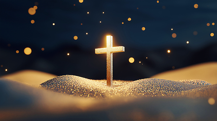 JPG 편집이미지 십자가 사람없음 빛 반짝임 희망 보케 금가루 편집실사 AI컴퓨터그래픽 AI콘텐츠 감정 모션 가루 CG 파일형식