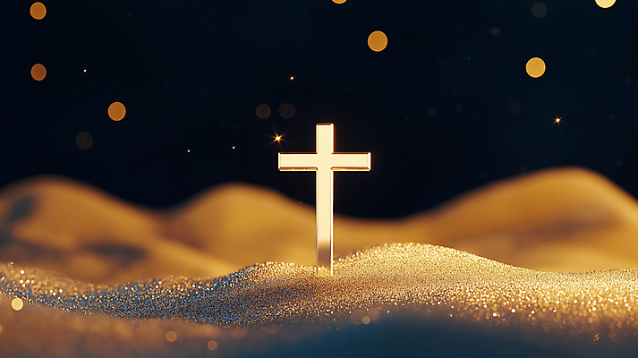 JPG 편집이미지 십자가 사람없음 빛 반짝임 희망 금색 보케 금가루 편집실사 AI컴퓨터그래픽 AI콘텐츠 감정 컬러 모션 가루 CG 파일형식