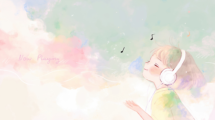 JPG 여자 어린이 음악 음표 일러스트 한명 미소 소녀 컬러풀 손들기 눈감음 헤드폰 음악감상 파스텔톤 소녀한명만 국내일러스트 AI일러스트 AI콘텐츠 1 기호 컬러 음향기기 모션 문화예술 표정 사람 감상 여자한명만 소녀만 파일형식