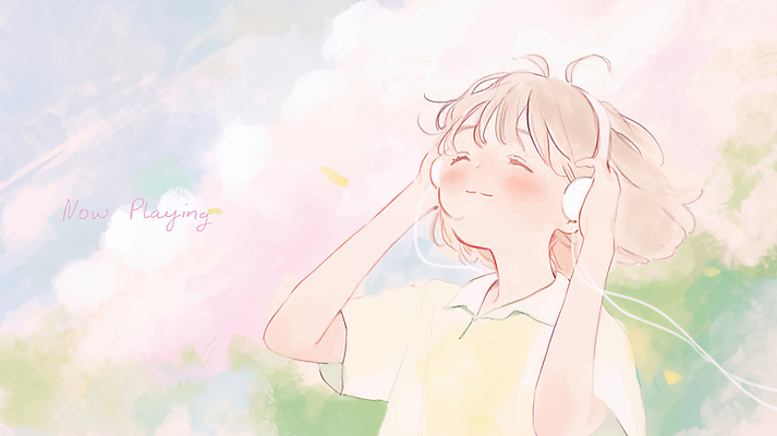 JPG 여자 어린이 음악 일러스트 한명 미소 소녀 컬러풀 눈감음 헤드폰 음악감상 잡기 파스텔톤 소녀한명만 국내일러스트 AI일러스트 AI콘텐츠 1 컬러 음향기기 모션 문화예술 표정 사람 감상 여자한명만 소녀만 파일형식