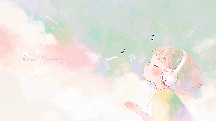 JPG 여자 어린이 음악 음표 일러스트 한명 미소 소녀 컬러풀 손들기 눈감음 헤드폰 음악감상 파스텔톤 소녀한명만 국내일러스트 AI일러스트 AI콘텐츠 1 기호 컬러 음향기기 모션 문화예술 표정 사람 감상 여자한명만 소녀만 파일형식