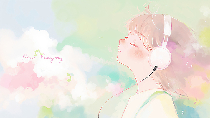JPG 여자 어린이 음악 일러스트 한명 소녀 컬러풀 눈감음 헤드폰 음악감상 파스텔톤 소녀한명만 국내일러스트 AI일러스트 AI콘텐츠 1 컬러 음향기기 모션 문화예술 사람 감상 여자한명만 소녀만 파일형식