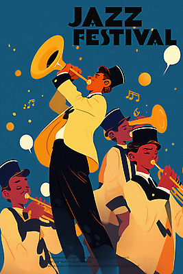 PSD 남자 포스터 연주 음표 일러스트 들기 여러명 성인 빛 축제 공연 분위기 트럼펫 재즈 성인남자만 국내일러스트 기호 음악 다수 컨셉 모션 사람 이벤트 금관악기 남자만 성인만 파일형식