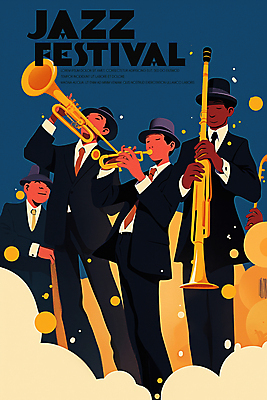 PSD 남자 포스터 연주 일러스트 들기 여러명 성인 빛 눈감음 축제 공연 분위기 트럼펫 재즈 트롬본 성인남자만 국내일러스트 음악 다수 컨셉 모션 사람 이벤트 금관악기 남자만 성인만 파일형식