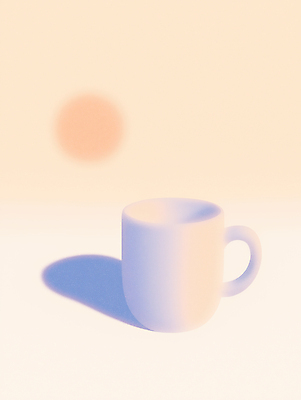 JPG 일러스트 그림자 사람없음 컵 빛 태양 부드러움 감성 파스텔톤 국내일러스트 AI일러스트 AI콘텐츠 자연요소 식기 컬러 컨셉 감각 파일형식