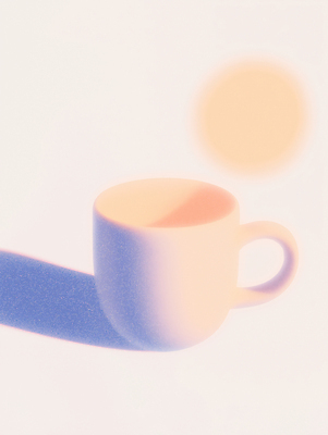 JPG 일러스트 그림자 사람없음 컵 빛 태양 부드러움 감성 파스텔톤 국내일러스트 AI일러스트 AI콘텐츠 자연요소 식기 컬러 컨셉 감각 파일형식