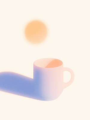 JPG 일러스트 그림자 사람없음 컵 빛 태양 부드러움 감성 파스텔톤 국내일러스트 AI일러스트 AI콘텐츠 자연요소 식기 컬러 컨셉 감각 파일형식