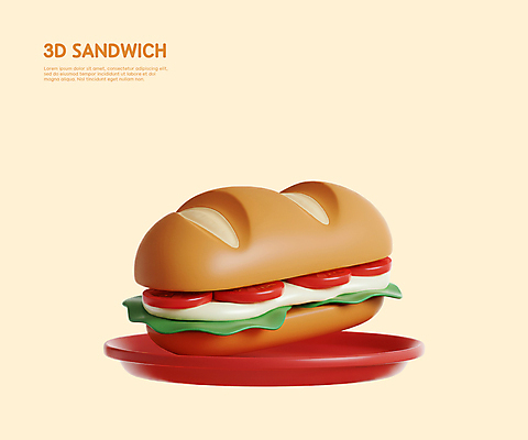 PSD 편집이미지 접시 토마토 샌드위치 사람없음 3D 소스 양상추 베이지색 편집3D 식기 음식 컬러 채소 양념 디지털합성 파일형식