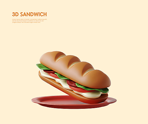 PSD 편집이미지 접시 토마토 샌드위치 사람없음 3D 소스 양상추 햄 베이지색 편집3D 식기 음식 컬러 채소 육류 양념 디지털합성 파일형식