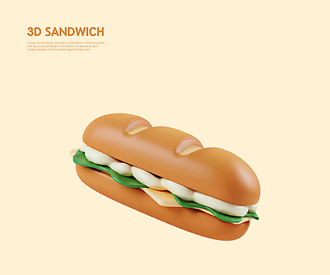 PSD 편집이미지 치즈 샌드위치 사람없음 3D 소스 양상추 베이지색 편집3D 음식 컬러 채소 유제품 양념 디지털합성 파일형식
