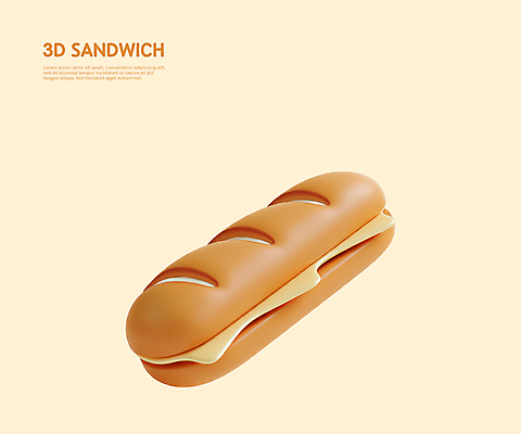 PSD 편집이미지 샌드위치 사람없음 3D 소스 베이지색 편집3D 음식 컬러 양념 디지털합성 파일형식