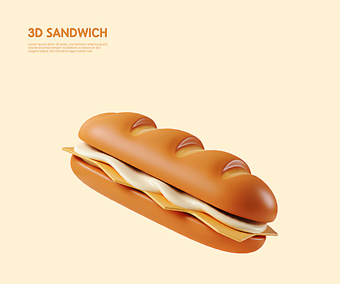 PSD 편집이미지 치즈 샌드위치 사람없음 3D 소스 베이지색 편집3D 음식 컬러 유제품 양념 디지털합성 파일형식