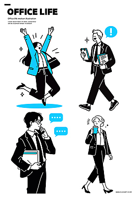 여자 남자 말풍선 가방 일러스트 대화 미소 들기 정장 여러명 성인 일상 파란색 스마트폰 사무실 걷기 점프 만세 업무 비즈니스맨 비즈니스우먼 느낌표 문서 통화 테이크아웃컵 성인만 안경낌 일러캐릭터 AI파일 캐릭터 기호 잡화 옷 안경 컬러 다수 비즈니스 모션 표정 말하기 사람 라이프 컵 핸드폰 스마트기기 작업 직장인 파일형식 벡터