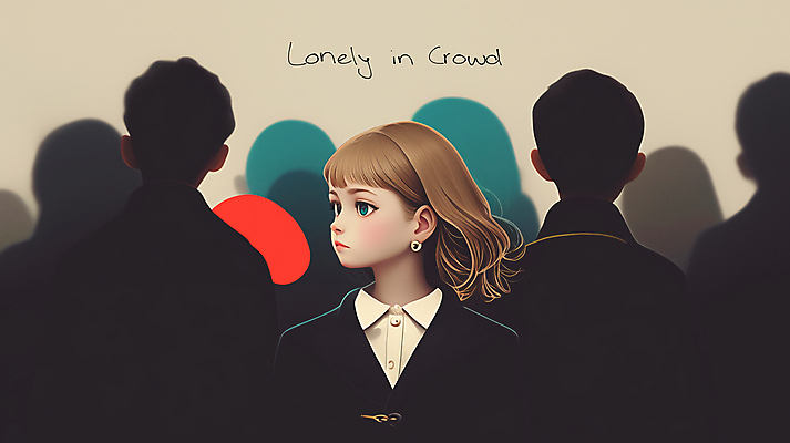 JPG 응시 여자 남자 일러스트 그림자 여러명 성인 빛 귀걸이 고독 군중 베이지색 색감 혼자 성인만 국내일러스트 AI일러스트 AI콘텐츠 시선 감정 컬러 다수 장신구 사람 파일형식