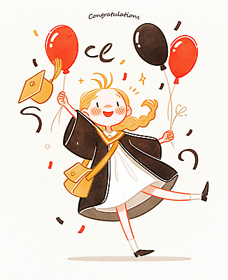 전신 PSD 여자 어린이 가방 일러스트 학사모 졸업식 한명 웃음 소녀 반짝임 축하 잡기 졸업가운 꽃가루 풍선 소녀한명만 국내일러스트 모자_잡화 1 잡화 컨셉 졸업 모션 표정 사람 가운 가루 여자한명만 소녀만 파일형식