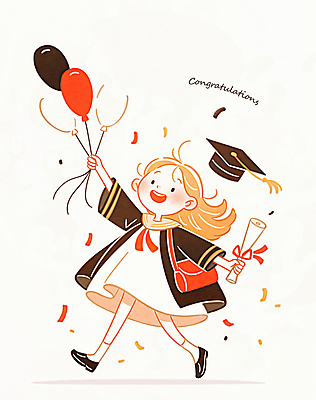 전신 PSD 여자 어린이 가방 일러스트 학사모 졸업식 한명 웃음 들기 소녀 걷기 축하 잡기 졸업가운 졸업장 꽃가루 풍선 소녀한명만 국내일러스트 모자_잡화 1 잡화 컨셉 졸업 모션 표정 사람 가운 가루 여자한명만 소녀만 파일형식